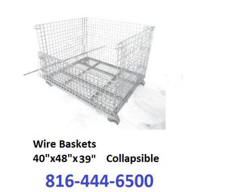 wire basket mesh steel collapsible FOR PALLET RACKING INDUSTRIAL  40&#034;x48&#034;x39 NEW