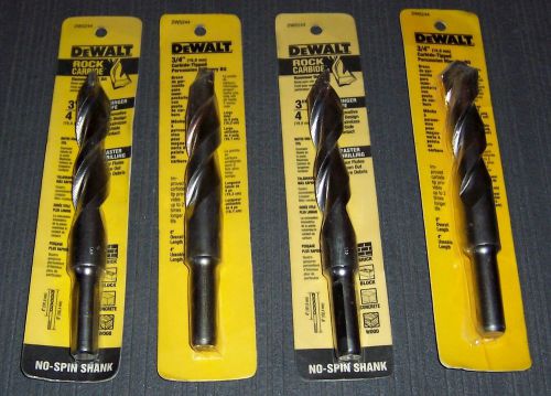 4 ea.dewalt dw5244 3/4&#034; x 6&#034; rock carbide spiral hammer drill bits for sale