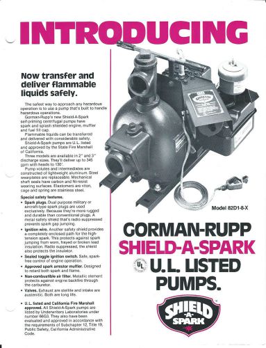 Equipment brochure - gorman-rupp - shield-a-spark pumps - c1982 (e3043) for sale