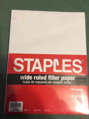Staples Filler Loose Leaf Notebook Binder Paper 8x10.5 Wide Ruled
