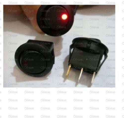 AC 125V/250V Red Car Round Dot LED Light Rocker Toggle Switch 3 Pins