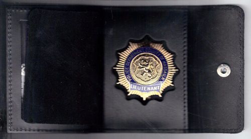 Nassau County (NY) Police Lieutenant Style Badge Cut-Out &amp; ID Card Snap Wallet