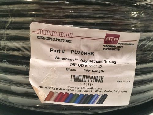 Atp  surethane  polyurethane tubing 3/8&#034; o.d. .250 id. black 250&#039; roll pu38bbk for sale