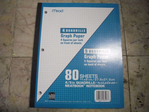 New ! 80 Sheets Mead Wireless Neatbook 4 Quadrille Graph Paper 11 In. X 8.5 In