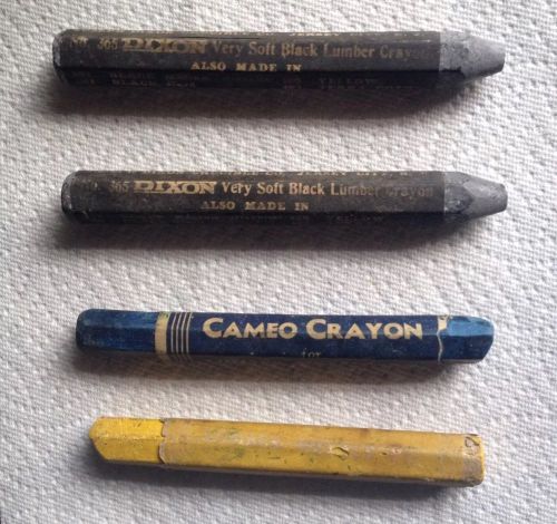 4 Vintage Dixon &amp; Cameo Lumber Crayons/Blue, Black, Yellow/#365, Etc.