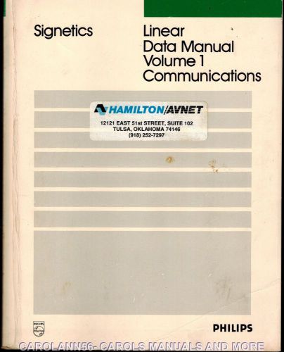 SIGNETICS Data Book 1989 Linear Data Vol 1 Communications