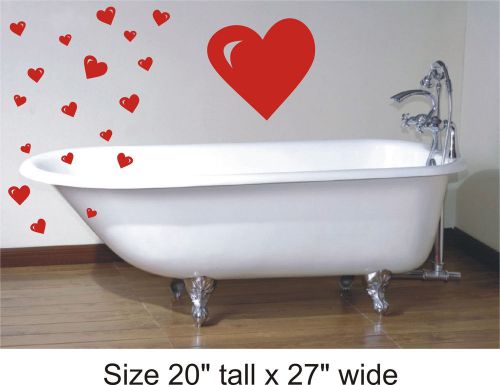 Beautiful 19 Heart (9.5&#034; to 0.9&#034; Each) Red  Removal Wall Sticker-FAC-30