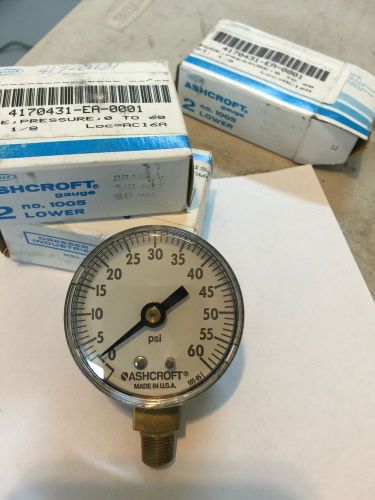 1 nib ashcroft no. 1005 1/8 npt 60 psi brass pressure gauge for sale