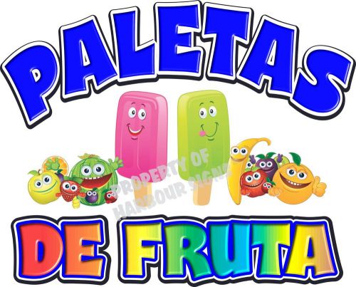Paletas Popsicles  Fruit Concession Cart Food Truck Van Decal 24&#034; Vinyl  Menu