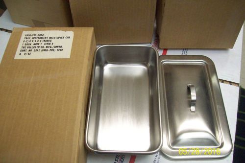 NEW VOLLRATH STAINLESS STEEL INSTRUMENT TRAY WITH LID 9x5x2&#034; VINTAGE 1962
