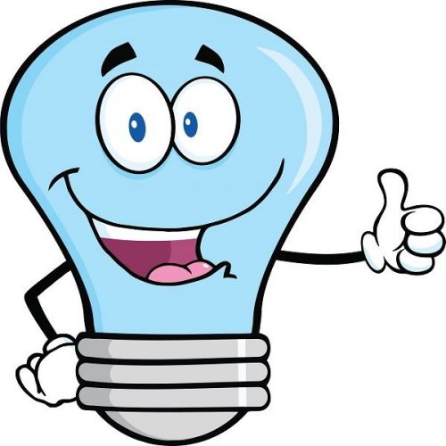 30 Custom Smiling Blue Light Bulb Personalized Address Labels