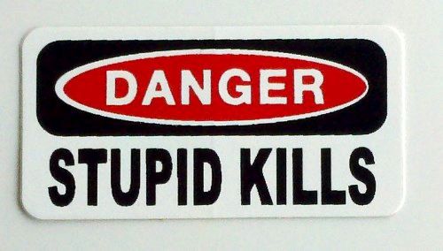 3 - Danger Stupid Kills Hard Hat / Helmet Stickers 1&#034; x 2&#034;