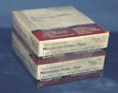 2ct Moore Medical 84450 Microscope Slides Plain 72/per box 75.0mm x 25.0mm