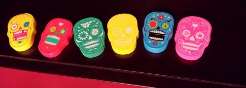 6 Sugar Skull Novelty Highlighters &amp; Erasers
