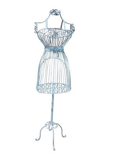 Female White Steel Wire Mannequin Dress Form 36&#034;21&#034;40&#034; on Decorative Stand 0003