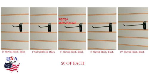 50 NEW Assorted Slatwall Metal Hook Bundle 2&#034;, 4&#034;, 6&#034;, 8&#034;, 10&#034; - 10 EACH Hook