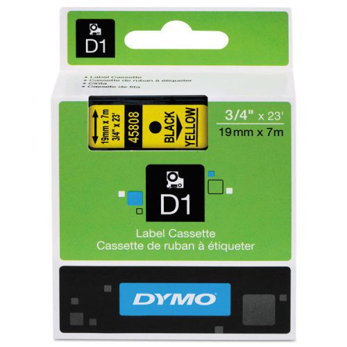 DYMO D1 Standard Tape Cartridge For Dymo Label Makers 3/4inx23ft Black On Yellow