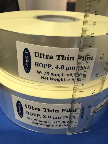 Ultrathin Polypropylene BOPP Film 3.0 um, 75 mm wide, 12,000 m long