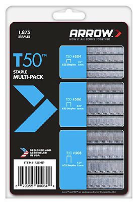 ARROW FASTENER CO LLC Staples Multi-Pack, 1/4, 3/8 &amp; 1/2-In, 625-Pk. Of Each