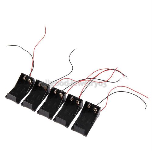 5pcs single slots 1x 9v battery clip holder case box with wire leads wire cable for sale