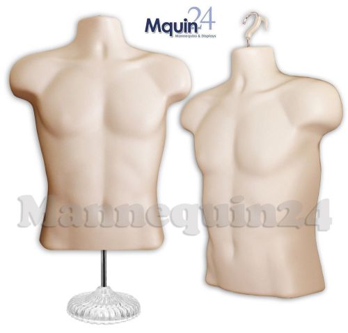 FLESH MALE TORSO MANNEQUIN BODY FORM w/ STAND+Hook for MEN&#039;s Pant Display