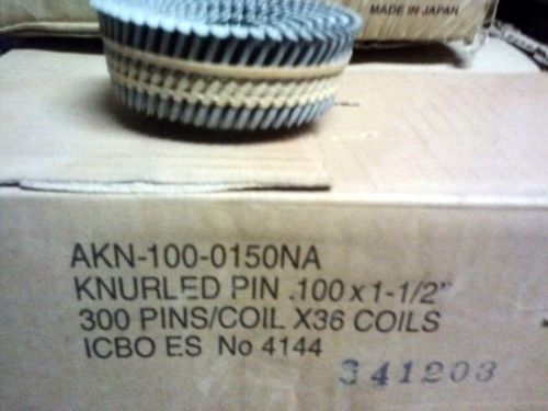 Et &amp; f coil nails knurled steel pins akn-100-0150na 10800 pins 500 &amp;  610 tool for sale