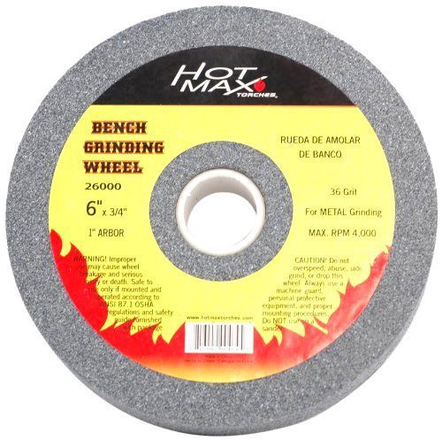 Hot Max 26001 6-Inch by 3/4-Inch by 1-Inch Arbor Bench Grinding Wheel 60 Grit .