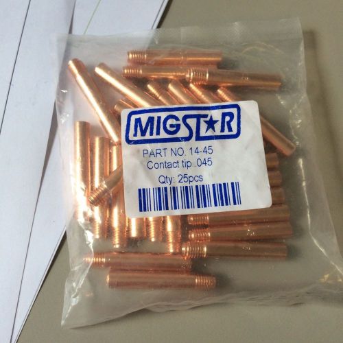 25 Contact Tips Mig Star .045&#034; P/N 14-45 NEW Mig Welding Contact Tips 25 Pack