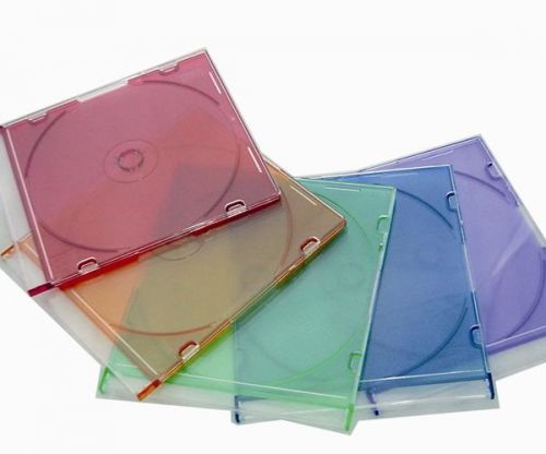 5-pack cd / dvd slim jewel case - 5-colors in every pack for sale