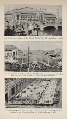 1928 Print Architecture Chicago World&#039;s Fair 1893 Court ORIGINAL HISTORIC SKY