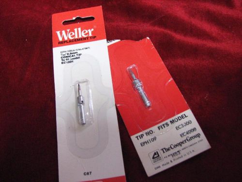 (2) Weller EPH109 Soldering Iron Solder Tips for EC1302 EC3000 EC4000 1/8&#034; dia
