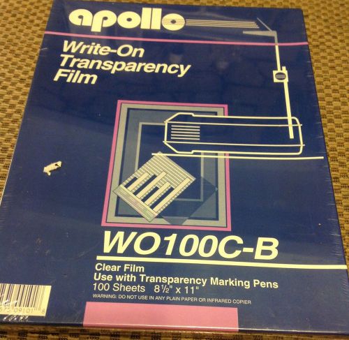 Apollo Write On  Transparency Film WO100C-B 100 Sheets 8.5x11 Sealed in Package