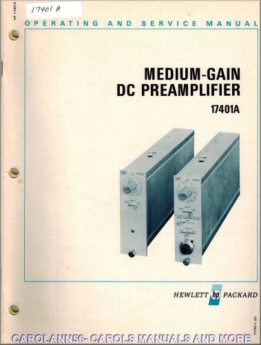 HP Manual 17401A MEDIUM GAIN DC PREAMPLIFIER