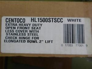 Plastic elongated toilet seat centoco white hl1500stscc 2&#034; lift 18&#034; new for sale