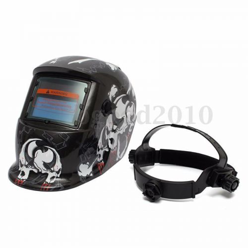 New solar welding grinding helmet auto darkening welder mask black skull for sale