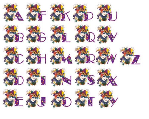 30 Return Address Labels Alphabet Monogram Mardi Gras Buy 3 get 1 free (mg1)