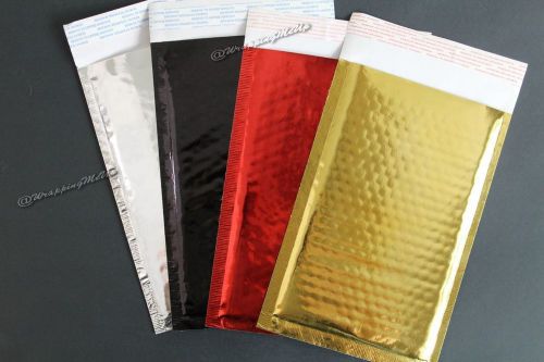 80 -5x9&#034; ~Gold|Black|Red|Silver Metallic Foil Mirrored Self Seal Bubble Mailers