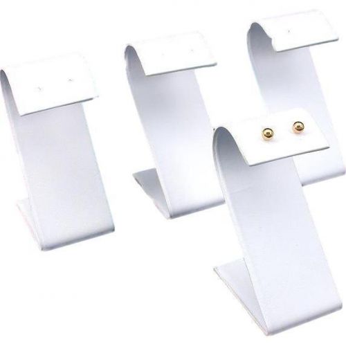 4 White Faux Leather Earring Display Stands 2.25&#034;