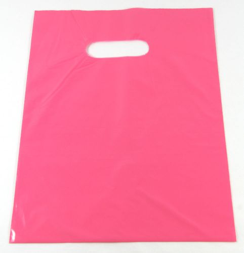 100 20&#034; x 5 x 20&#034; NEW PINK GLOSSY Low-Density Premium Plastic Merchandise Bags