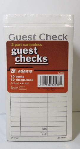 Adams SA108A 2 Part Carbonless Guest/Restaurant Checks 10 Books of 50 Sealed
