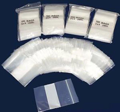 500 ZIPPER BAG PLASTIC BLOCK BAGGIES ZIPLOCK 3&#034;X 4&#034;