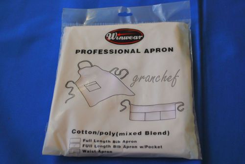 12 Pack  Aprons / Food Service ~ Full Length Bib Style ~  White w/ 2 pockets New