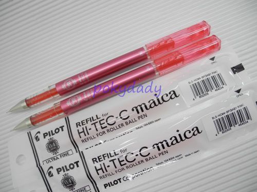 2pen+5 refill Pilot Hi-Tec-C Maica 0.4mm needle tip Roller ball Pen BabyPink