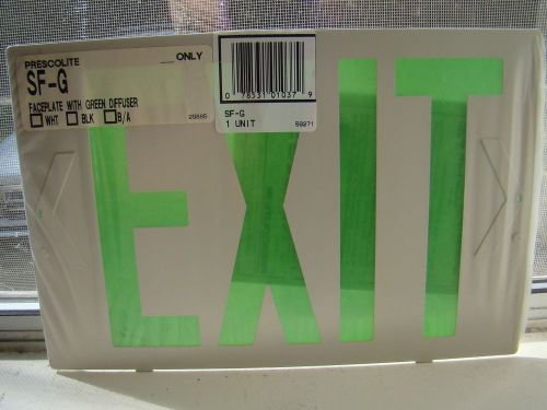 PRESCOLITE Exit Sign Faceplate Replacement Cover Green Letters Plastic