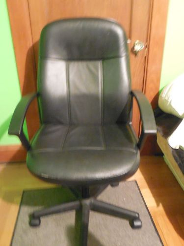 High Back Black PU Office Desk Computer Task Chair w/ Adj Height Seat &amp; Wheels