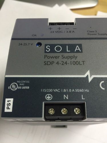 Sola Hevi-Duty SDP 4-24-100LT Power Supply 115/230VAC 1.8/1.0A In 24VDC 3.8A Out