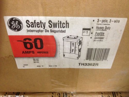 GE TH3362R 60amp 600v 3pole 3wire Heavy Duty Fusible Disconnect Switch