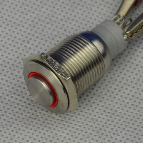 waterproof 16mm red led circle latching push button switch DC 12 stainless steel