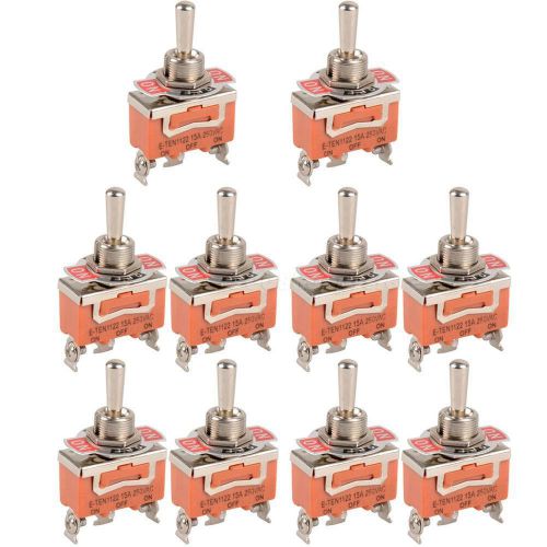 10 pcs 3-Pin ON-OFF-ON 3 file Toggle Switch Momentary 15A 250V AC Orange HYSG
