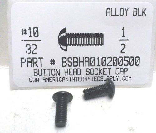 #10-32x1/2 Button Head Hex Socket Cap Screws Alloy Steel Black (50)